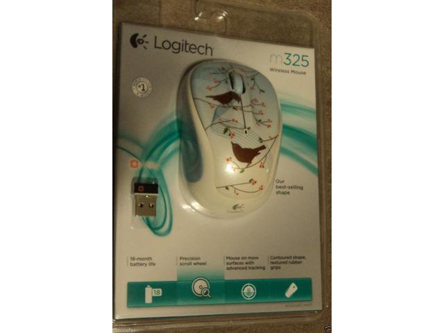 Logitech Wireless Mouse M325 Tweet Tweet Birds Light Blue/White Nano Receiver