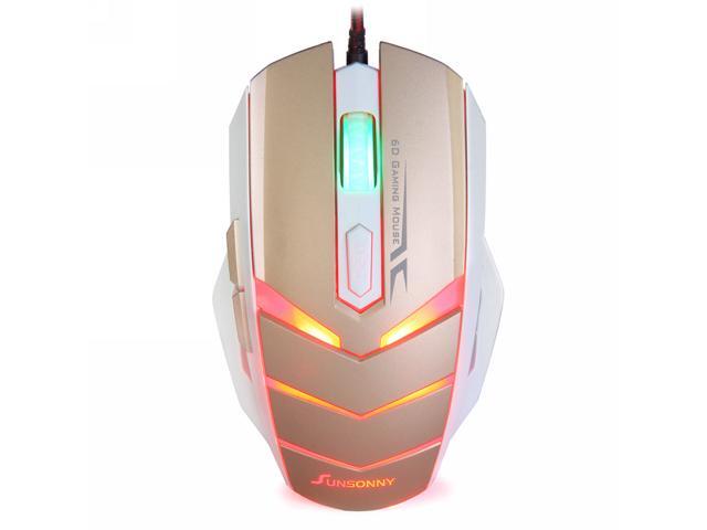 Sunsonny TM50 USB 20 Wired / 6 Button / 600~1000~1600 dpi LED Red Light Gaming Mouse - White