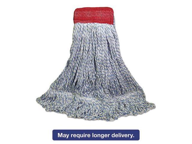 Mop Head Floor Finish Wide Rayon/Polyester Large White/Blue 12/Carton BWK553