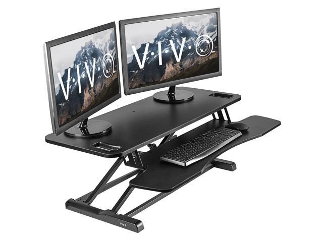 VIVO Black Height Adjustable Extra Wide 38' Standing Desk Monitor Riser Sit Stand Desktop Converter (DESK-V037KB)