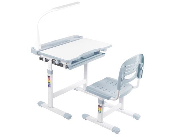 VIVO Gray Height Adjustable Children's Desk and Chair Kids Interactive Workstation with LED Lamp (DESK-V303G)