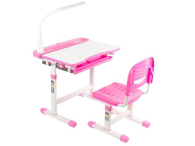 VIVO Pink Height Adjustable Children's Desk and Chair Kids Interactive Workstation with LED Lamp (DESK-V303P)