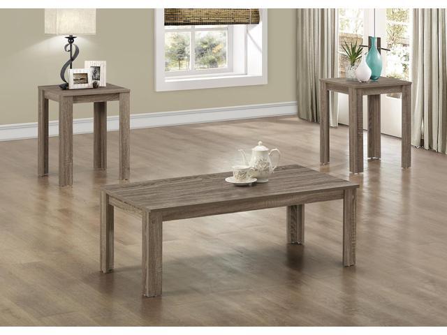 Monarch Specialties Dark Taupe Reclaimed-Look Three Pieces Table Set I 7912P