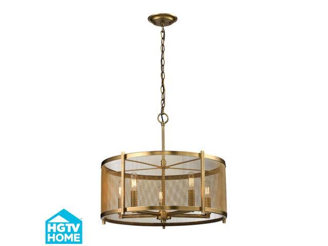 Elk Lighting Rialto Collection 5 Light Pendant In Aged Brass - 31483/5