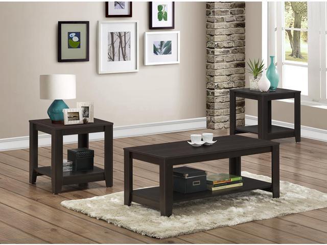 Monarch Specialties Cappuccino Three Pieces Table Set I 7990P