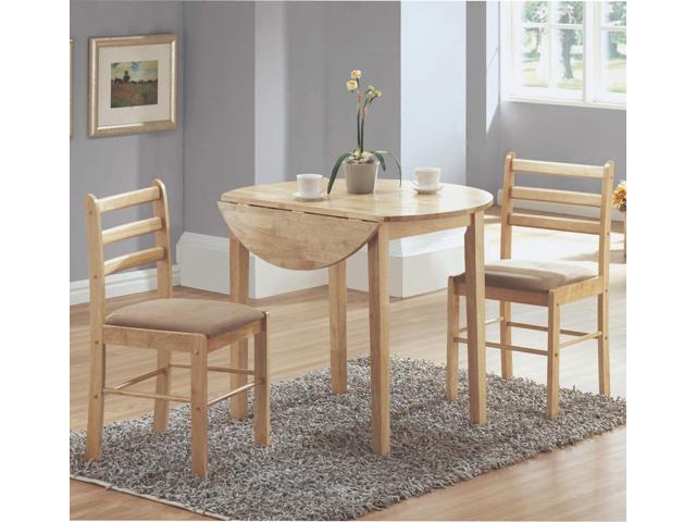 Monarch Specialties I 1006 Natural 3 Piece Dining Room Set w/ 36 Inch Drop Leaf Table