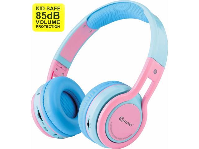 Contixo KB-2600 Kid Safe 85dB Over The Ear Foldable Wireless Bluetooth Headphone with Volume Limiter Built-in Micro Phone Micro SD Card Music