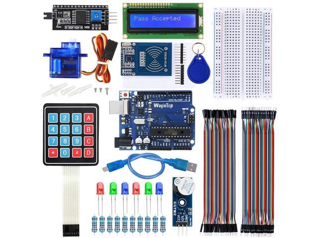 WayinTop RFID Door Access Control System DIY Kit for Arduino RFID Kit + ATmega16U2 Development Board + Servo + Keypad + LCD Display + Buzzer +