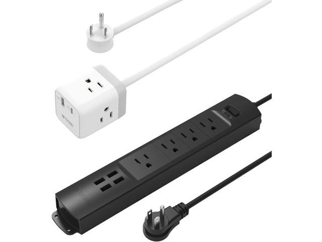 TROND Surge Protector Power Strip with USB Bundle Travel Power Strip with USB-C & QC 30 Fast Charger Flat Plug