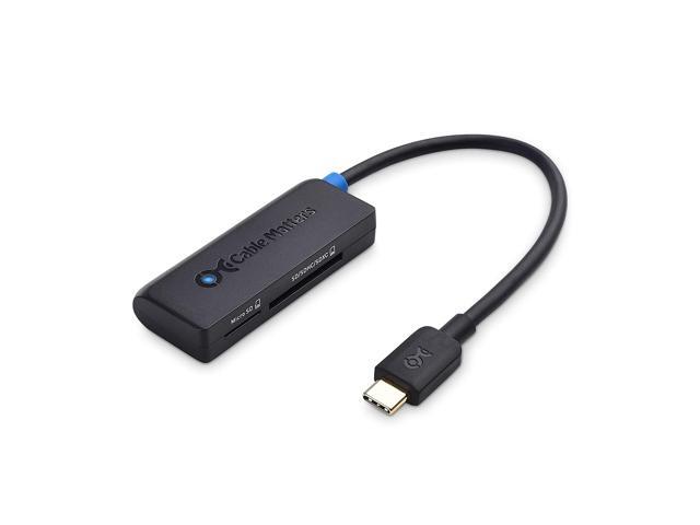 Cable Matters Dual Slot USB C Card Reader (USB C SD Card Reader) in Black for Micro SD SDHC SDXC Memory Cards - Thunderbolt 3 Port Compatible