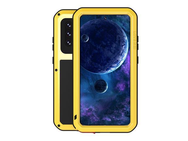 LOVEMEI Luxury Dirt-resistant Anti-knock Metal Aluminum Cases Cover with Gorilla Glass for Samsung Galaxy A52 Heavy Duty Protection (Yellow)