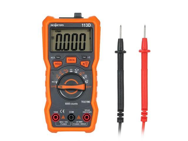 RICHMETERS RM113D NCV Digital Multimeter 6000 Counts Auto Ranging AC/DC Voltage Temperature Measuring Meter Flash Light Backlight Large Screen with
