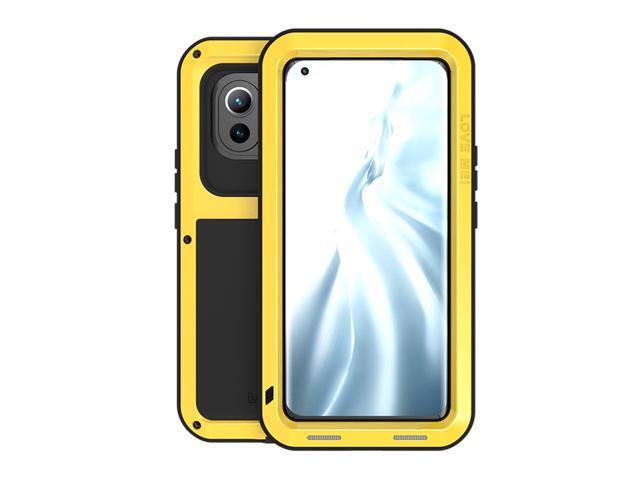 LOVEMEI Luxury Dirt-resistant Anti-knock Metal Aluminum Cases Cover with Gorilla Glass for XiaoMi 11 Heavy Duty Protection (Yellow)