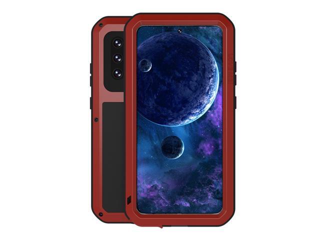 LOVEMEI Luxury Dirt-resistant Anti-knock Metal Aluminum Cases Cover with Gorilla Glass for Samsung Galaxy A52 Heavy Duty Protection (Red)