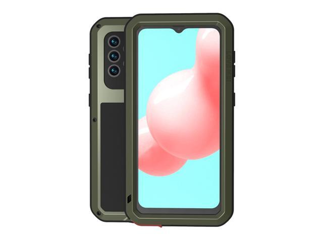 LOVEMEI Luxury Dirt-resistant Anti-knock Metal Aluminum Cases Cover with Gorilla Glass for Samsung Galaxy A32 Heavy Duty Protection (Army Green)