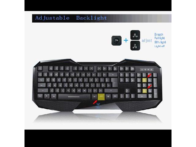 LED Ergonomic Backlight Gaming Keyboard + 2000DPI Wired USB Game Mouse