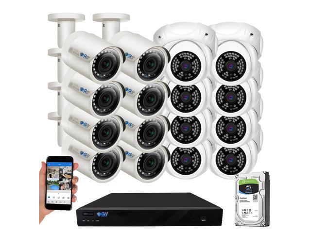 GW 16 Channel H265 HEVC NVR w/ 4K HDMI Output 5MP Security System 16 x HD 5MP IP PoE Camera (2592 x 1920p) In/Outdoor Digital WDR - 5 Megapixel