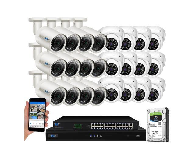 GW 32 Channel H265 HEVC NVR w/ 4K HDMI Output 5MP Security System 24 x HD 5MP IP PoE Camera (2592 x 1920p) In/Outdoor Digital WDR - 5 Megapixel