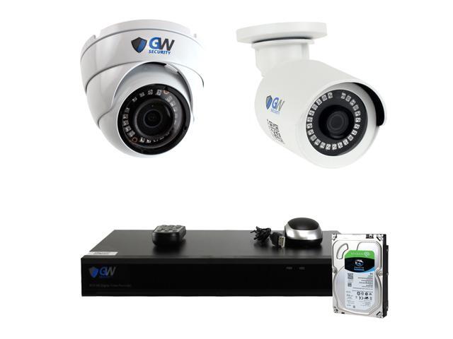 GW 8 Channel 4K NVR H265 HEVC 5 Megapixels 2 x 1920P PoE IP Camera System IP66 Rated Weather Proof 36mm Wide Angle Camera Night Vision Compact