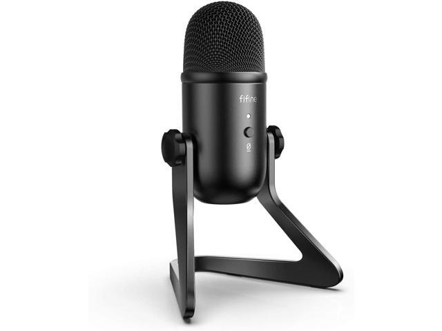 FIFINE USB Podcast Microphone for Recording Streaming on PC and Mac Condenser Computer Gaming Mic for PS4 Headphone Output & Volume Control Mic Gain