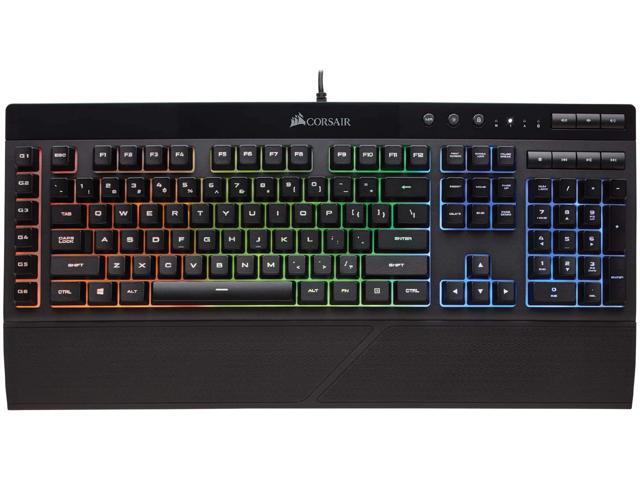Corsair K55 RGB Gaming Keyboard - IP42 Dust and Water Resistance - 6 Programmable Macro Keys - Dedicated Media Keys - Detachable Palm Rest Included