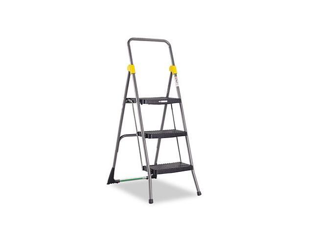 Cosco Commercial 3-Step Folding Stool 300lb Cap 20 1/2w x 32 5/8d x 52 1/8h Gray