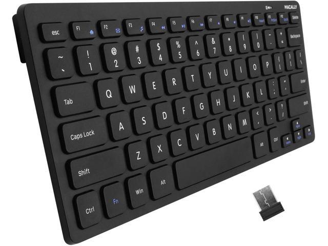 Macally 24G Wireless Keyboard - Low Profile & Compact - Small Keyboard for PC Computer Desktop Laptop Surface Pro Smart TV - Compatible with