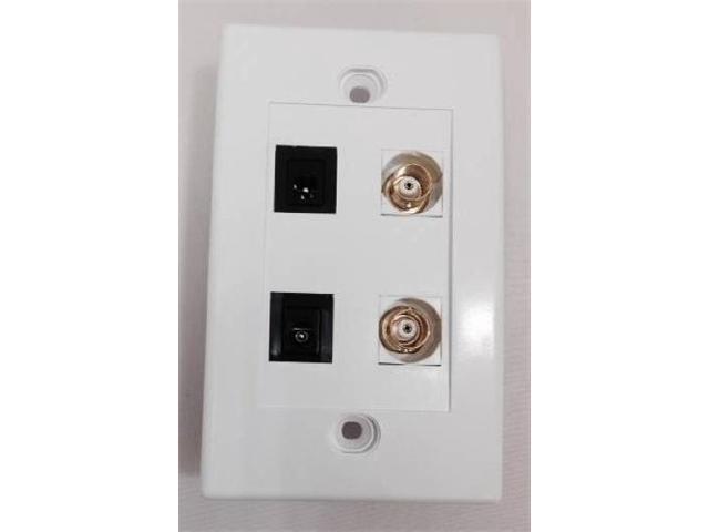 Certicable Custom White Single Gang Wall Plate - CCTV CAMERA DUAL 21mm POWER & BNC