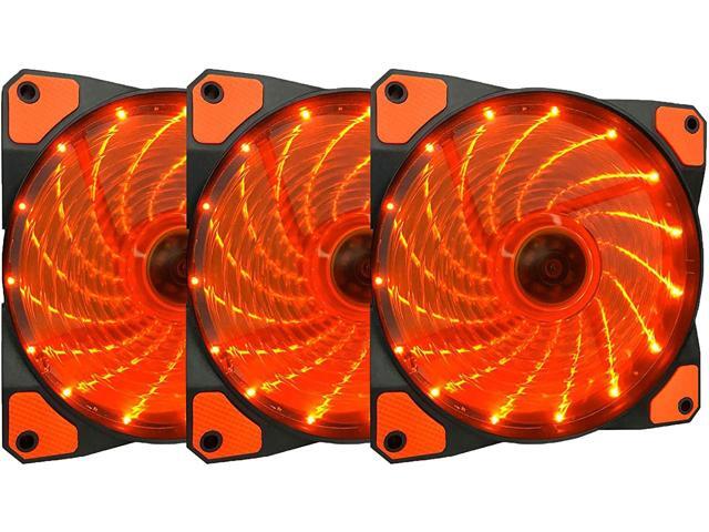 APEVIA AF312L-SOG 120mm Orange LED Ultra Silent Case Fan w/ 15 LEDs & Anti-Vibration Rubber Pads (3-pk)