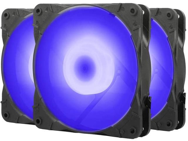 Sahara SR-02 PC Case Fans 120mm Blue LED PC Fan High Airflow Quiet Molex Connector SR Series 3 Packs for Computer Cases