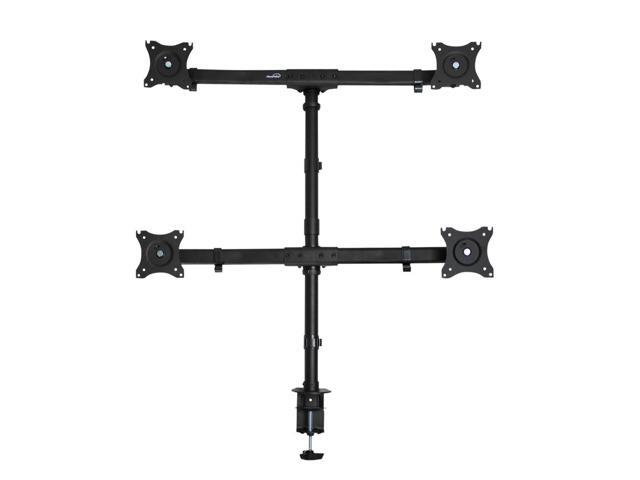 NavePoint Quad LCD Monitor Curved Mount Stand C-Clamp Adjustable Holds 4 Monitors Up To 27-Inches Black