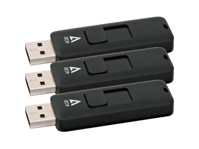 3PK 4GB FLASH DRIVE COMBO USB 2.0 BLACK RETRACT CONECT