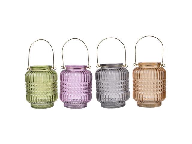 Set of 4 Brown and Gray Alma Round Candle Holders 35'