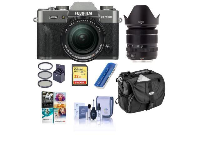 Fujifilm X-T30 Mirrorless Camera w/XF 18-55mm f/28-4 Lens Charcoal Silver W/ACC