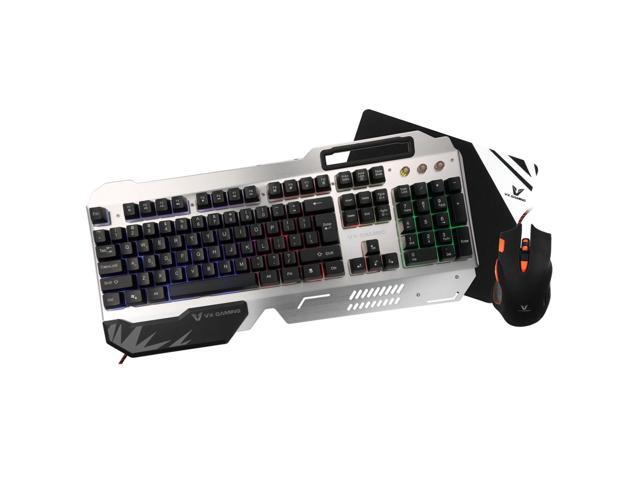 Volkano X VX Gaming Combat Series Metal Keyboard Mouse Mousepad Combo Silver