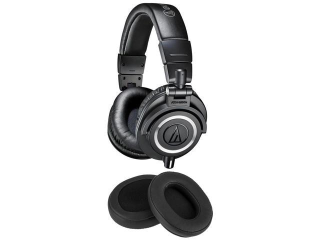 Audio-Technica ATH-M50x Headphones Black - with H & A Extra Deep Leather Earpads