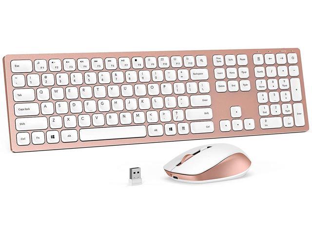 Rechargeable Wireless Keyboard Mouse Combo Seenda Ultra Quiet Full Size Keyboard Mouse Set with Long Battery Life 3 Adjustable DPI for Windows