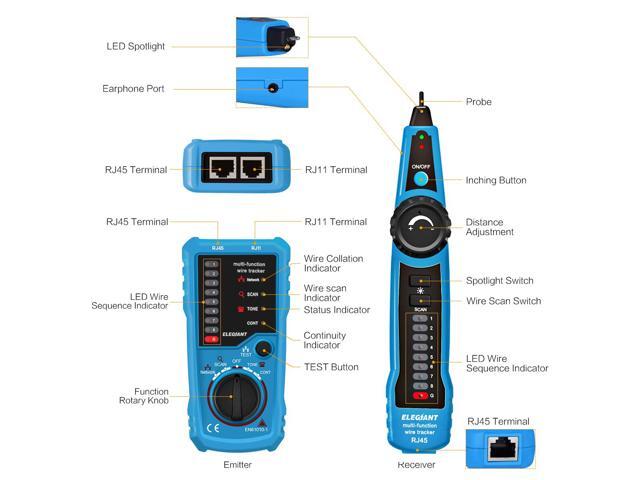 Wire Tracker WT-58D Tester Per Rete Telefonica E Cavi RJ11/RJ45 Con Cuffia - Localizza Interruzioni