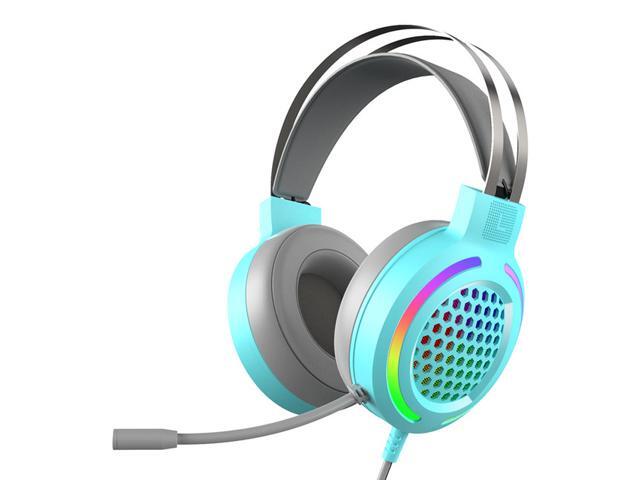 CORN 71 Surround Sound Gaming Headset for PC with 50mm Drivers RGB LED light Breathable earmuffs Noise Canceling Over-Ear Headphones with Mic