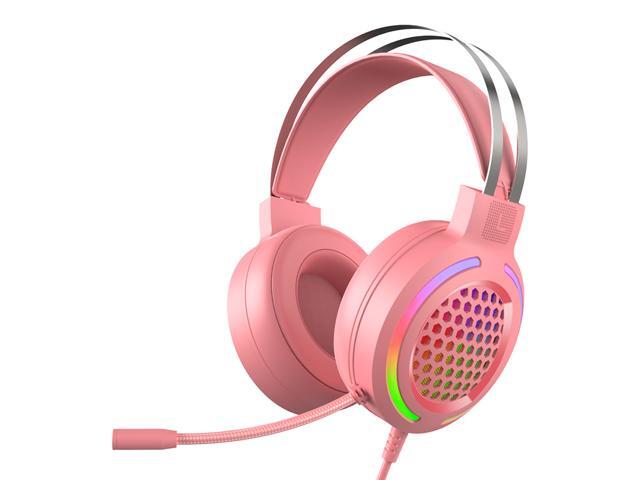 CORN 71 Surround Sound Gaming Headset for PC with 50mm Drivers RGB LED light Breathable earmuffs Noise Canceling Over-Ear Headphones with Mic