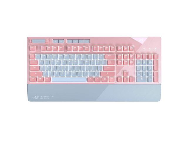 ASUS ROG Strix Flare Pnk Limited Edition Mechanical Gaming Keyboard with Cherry MX Blue Switches Aura Sync RGB Lighting Customizable Badge USB