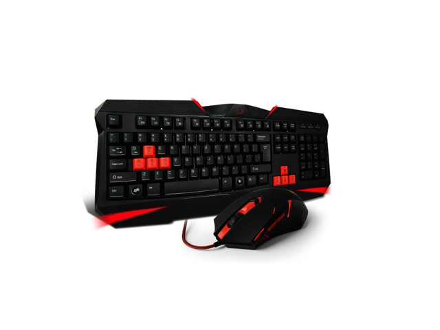 CORN Black and Red USB Wired Gaming Keyboard & Mouse with Top Professional Chips 19 Keys Without Conflict 3 DPI Settings Weight Adjustment For
