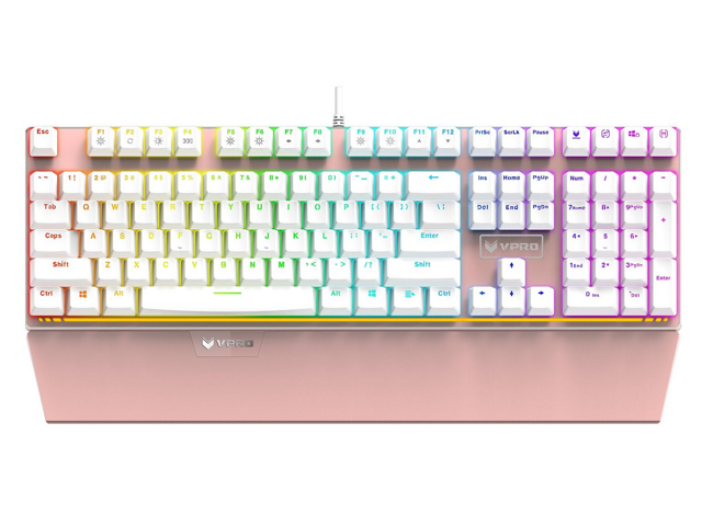 Rapoo V720 RGB LED Illuminated Wired PC Mechanical Gaming Keyboard RoseGold with Blue Switch