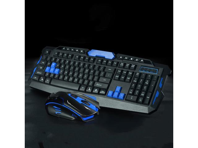 CORN Multimedia Wireless Gaming Keyboard and Mouse With USB RF 24GHz Anti-Ghosting Feature & WaterProof Design - Black & Blue (Upgraded Version)