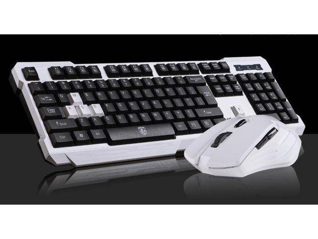 CORN Black & White Multimedia Gaming Keyboard & Mouse With USB RF 24GHz Wireless HTPC Anti-Ghosting Feature Water-Proof Design Mute Effect and