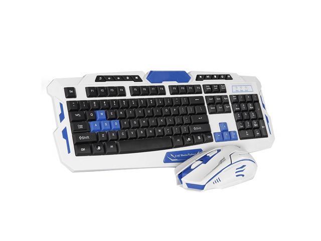 CORN Multimedia Wireless Gaming Keyboard and Mouse Combo With USB RF 24GHz Anti-Ghosting Feature & Water-Proof Design - Black & White (Upgraded