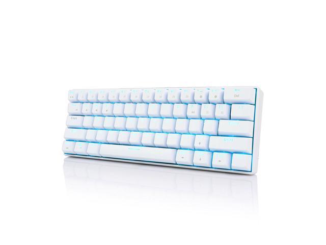 NeweggBusiness - Royal Kludge RK61 Cherry Mechanical Bluetooth 3.0 Wired/Wireless 61 Keys Multi-Device LED Backlit Gaming/Office Keyboard for Android Windows and Mac with Rechargeable Battery Blue Switch White