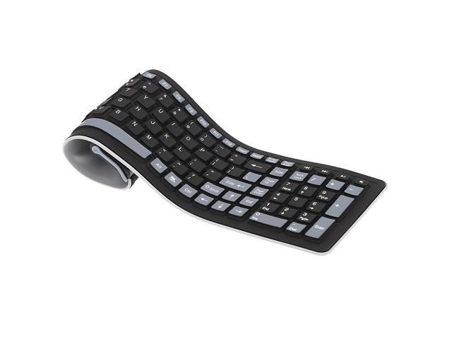 24 Portable Mini Flexible Roll Up Water Resistant Washable Soft Silicone Wireless Keyboard with USB Receiver for PC Tablet Laptop Computer
