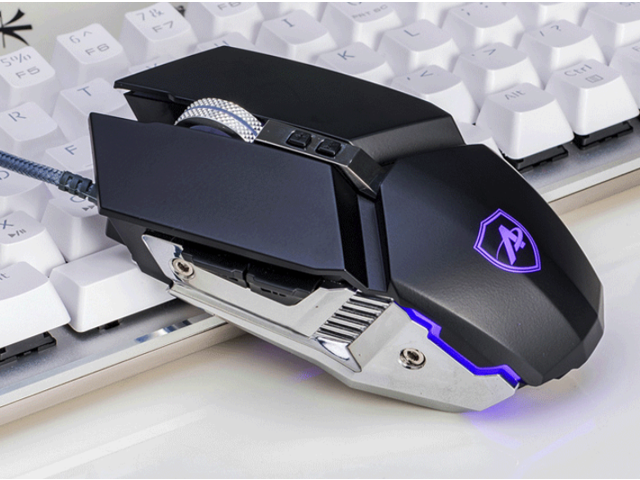 Ajazz AJ110S Ergonomic Design Cool Exterior USB Wired 3200DPI Gaming Mouse 4-color Breathing Light Support PC and Laptop-Black