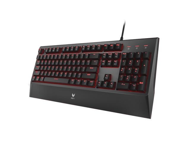 Rapoo V730L Ergonomic Design Cool Exterior IP68 Waterproof USB Wired Infrared Optical Axis Gaming Keyboard with Red Backlit LED Light - Black
